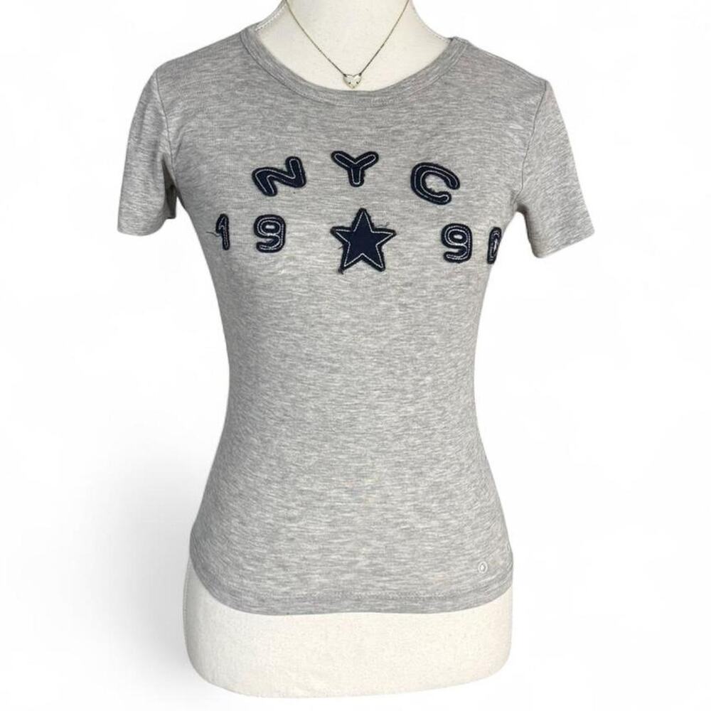 NYC Urban Outfitters Cotton Grey Baby Tee Short Sleeve Size XS girl office